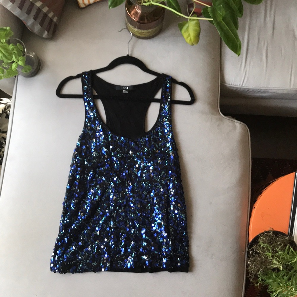 Forever 21 Midnight blue sequin tank top